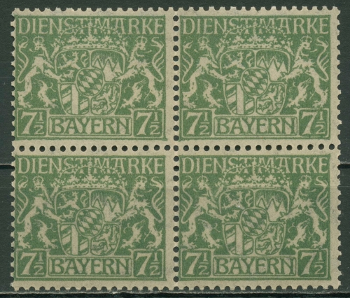 Bayern Dienstmarken 1916/20 Bayerisches Staatswappen D 25 x 4er-Block postfrisch