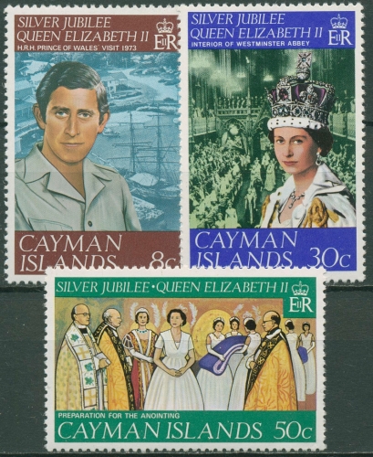 Cayman-Islands 1977 25 Jahre Königin Elisabeth II. 380/82 postfrisch