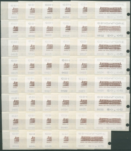 Singapur Automatenmarke 1990 ATM 3, 47 verschiedene Automaten postfrisch (G7226)