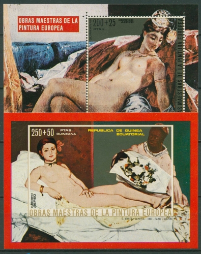Äquatorialguinea 1973 Aktgemälde europ. Maler Block 74/75 postfrisch (C29840)