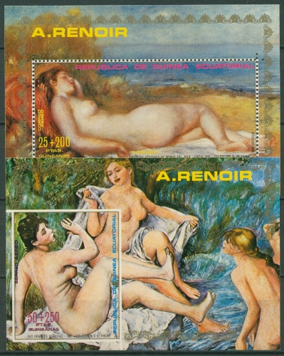 Äquatorialguinea 1972 Aktgemälde von Renoir Block 55/56 postfrisch (C29842)