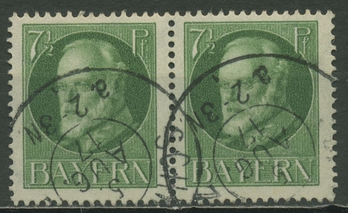 Bayern 1916/20 König Ludwig III. Kriegsdruck 113 A waag. Paar gestempelt