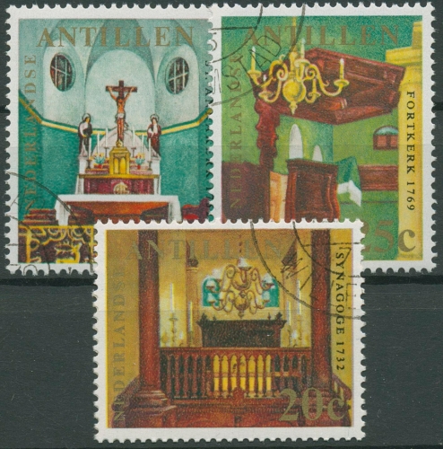 Niederländische Antillen 1970 Kirchen Gotteshäuser 217/19 gestempelt