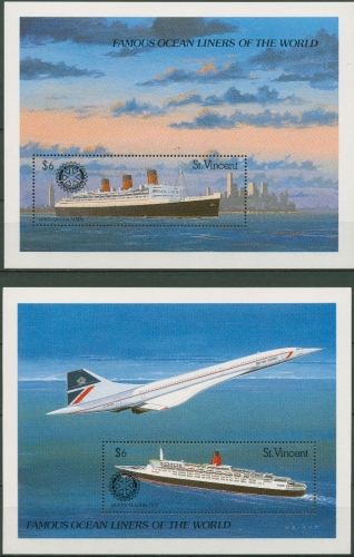 St. Vincent 1990 Rotary International Schiffe Block 104/05 postfrisch (C97313)
