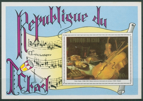 Tschad 1972 Musik Saiteninstrumente Gemälde Block 50 postfrisch (C29890)