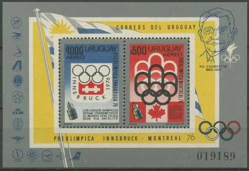 Uruguay 1975 Olympia Montreal & Innsbruck Block 24 postfrisch (C97333)