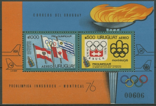 Uruguay 1975 Olympia Montreal & Innsbruck Block 25 postfrisch (C97334)