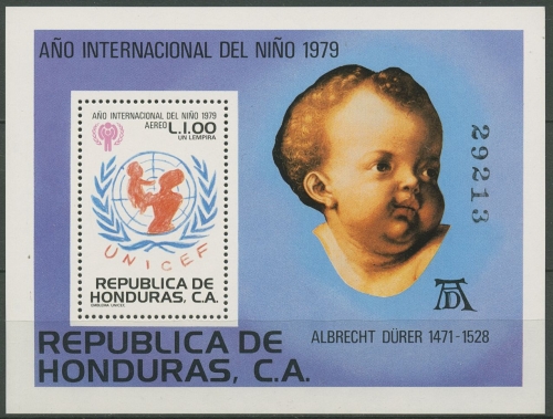 Honduras 1980 Jahr des Kindes UNICEF Gemälde Dürer Block 32 postfrisch (C97340)