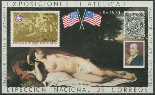 Bolivien 1976 Unabhängigkeit Amerika Gemälde Block 67 postfrisch (C97383)