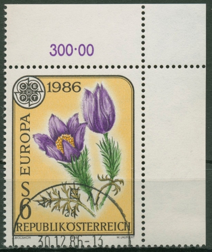 Österreich 1986 Europa CEPT Naturschutz Küchenschelle 1848 Ecke gestempelt