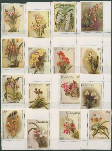 Guyana 1985 Orchideen aus dem Werk "Reichenbachia" 1414/29 Ecke postfrisch