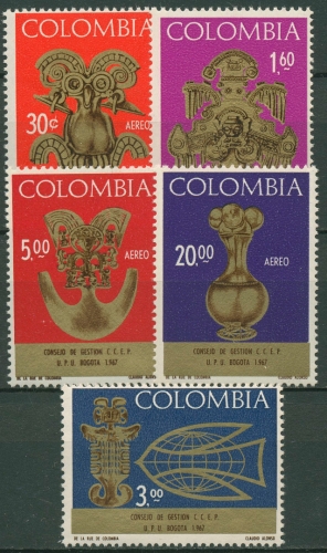 Kolumbien 1967 Poststudien Goldmuseum Bogotá Kunstgegenstände 1111/15 postfrisch