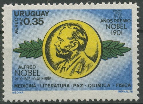 Uruguay 1976 Jahresereignisse Alfred Nobel 1440 postfrisch Blockeinzelmarke