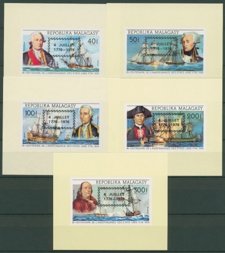 Madagaskar 1976 200 Jahre USA Schiffe 808/12 B Blocks postfrisch (C29964)