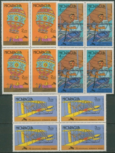 Nicaragua 1978 Brüder Wrigt Flugzeuge Montgolfiere 2045/47 ZD postfrisch