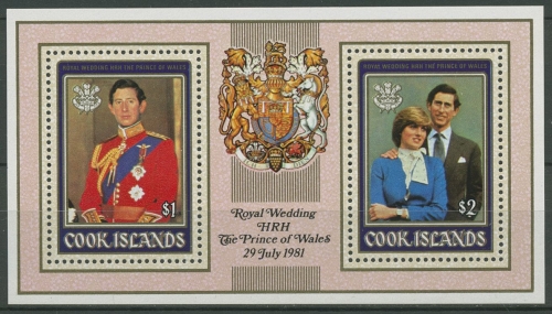 Cook-Inseln 1981 Hochzeit Prinz Charles und Diana Block115 postfrisch (C29977)