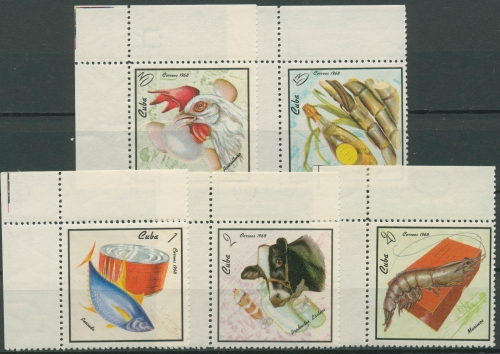 Kuba 1968 Lebensmittelindustrie Tiere 1408/12 Ecke postfrisch
