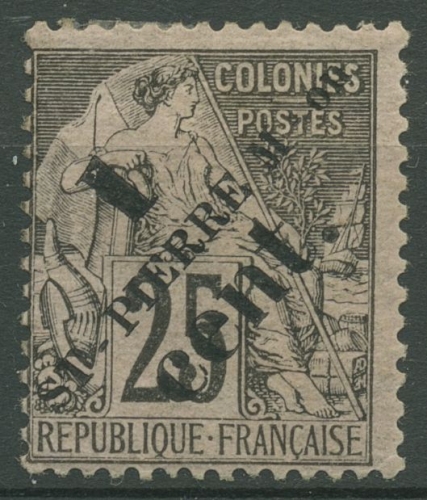 Saint-Pierre et Miquelon 1891 Aufdruck 1 C. auf 25 C. , 32 mit Falz