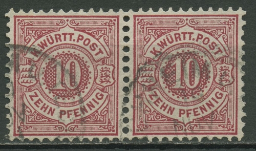 Württemberg 1875 weiße Ziffern im Kreis 46 c waagerechtes Paar gestempelt