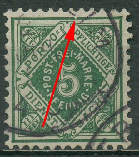 Württemberg Dienstmarken 1890 Ziffer in Raute Plattenfehler 103 a II gestempelt