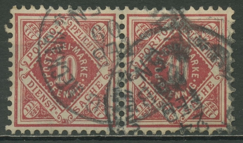 Württemberg Dienstmarken 1906/16 Ziffer in Raute 115 a waag. Paar gestempelt