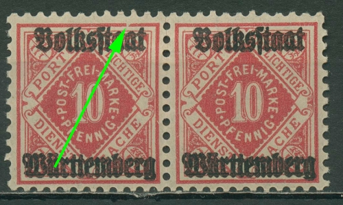 Württemberg Dienstmarken 1919 mit Plattenfehler 138 II postfrisch