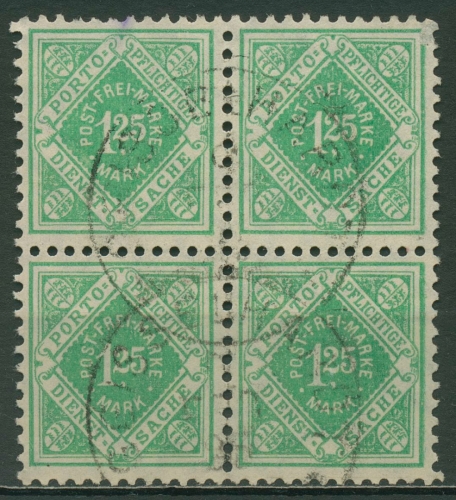 Württemberg Dienstmarken 1921 Ziffer in Raute 156 4er-Block gestempelt