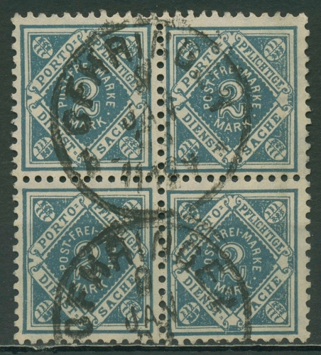 Württemberg Dienstmarken 1921 Ziffer in Raute 157 4er-Block gestempelt