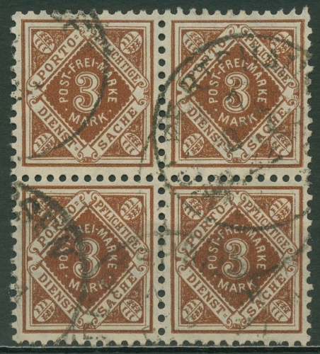 Württemberg Dienstmarken 1921 Ziffer in Raute 158 4er-Block gestempelt