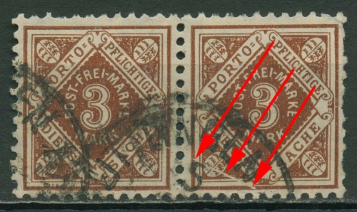 Württemberg Dienstmarken 1921 mit Plattenfehler 158 I gestempelt, Zahnfehler
