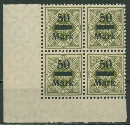 Württemberg Dienst 1922/23 mit Aufdruck 165 4er-Block Ecke 3 postfrisch