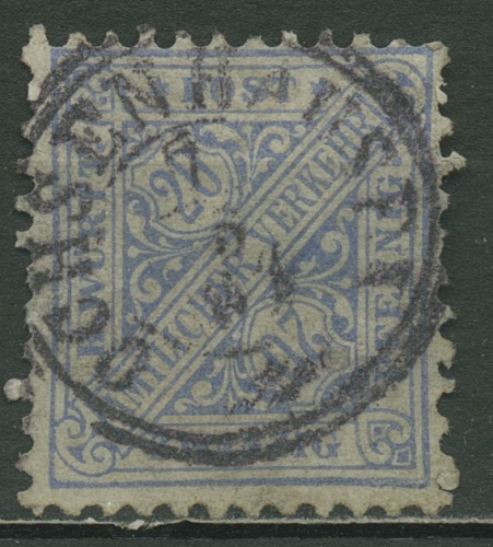 Württemberg Dienst 1881 Ziffer 204 a Stempel K3 OCHSENHAUSEN, Zahnfehler