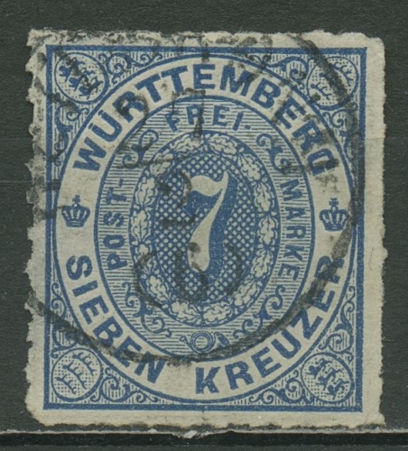 Württemberg 1869 Ziffer im Oval 39 a gestempelt, Marke dünn
