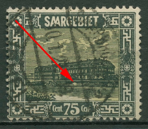 Saargebiet 1923 Steingutfabrik Mettlach mit Plattenfehler 101 I gestempelt
