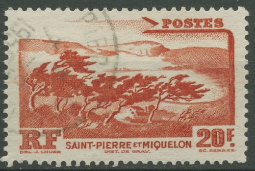 Saint-Pierre et Miquelon 1947 Küste im Sturm 366 gestempelt