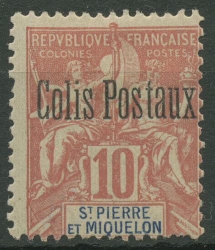 Saint-Pierre et Miquelon 1901 Freimarke 68 mit Aufdruck, Paketmarke 2 mit Falz