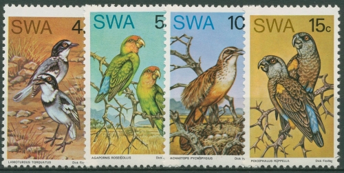 Südwestafrika 1974 Einheimische Vögel Papageien Drosselwürger 392/95 postfrisch