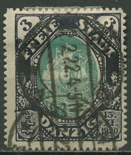 Danzig 1921 Proklamation des Staates Freie Stadt Danzig, Kogge 60 gestempelt