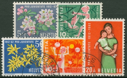 Schweiz 1962 Pro Juventute Mutter mit Kind Kinder Pflanzen 758/62 gestempelt