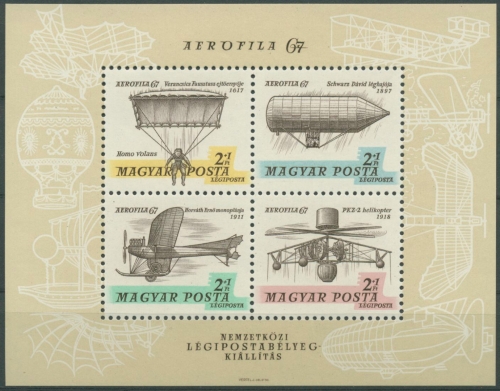 Ungarn 1967 AEROFILA Luftschiffe Flugverkehr Block 57 A postfrisch (C92428)