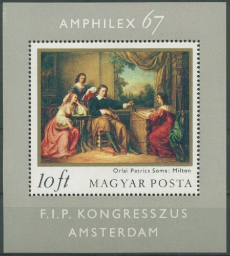 Ungarn 1967 AMPHILEX '67 Gemälde u. FIP Amsterdam Block 58 A postfrisch (C92429)