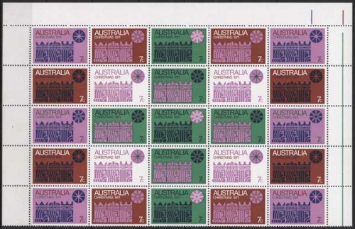 Australien 1971 Weihnachten 479/85 Bogenteil mit 25 Marken postfrisch