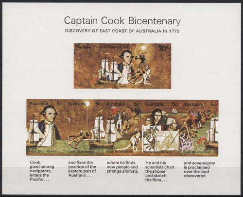Australien 1970 Cook 200 J. Entdeckung Australiens Block 1 postfrisch (C24005)