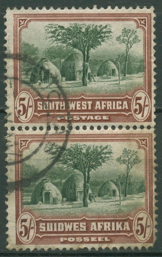 Südwestafrika 1931 Herero-Hütten 158/59 senkr. Paar gestempelt, kl. Fehler