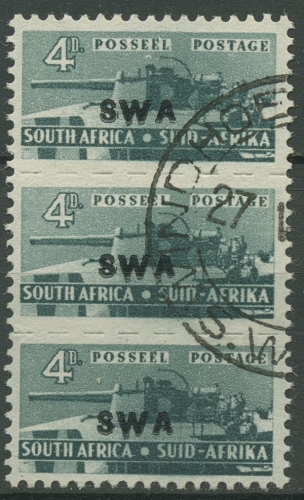 Südwestafrika 1942 Rüstungsbilder kl. Format 244 Dreierstreifen gestempelt