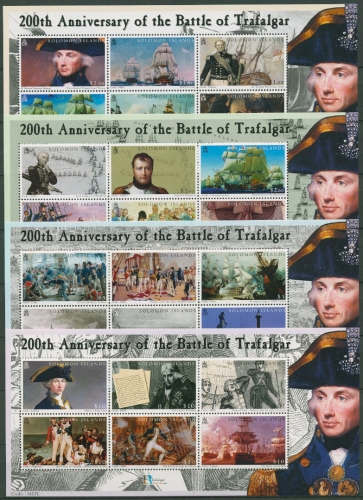 Salomoninseln 2005 Seeschlacht Trafalgar Schiffe Block 79/82 postfrisch (SG372)