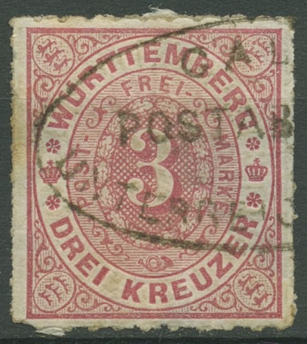 Württemberg 1869 Ziffer im Oval 38 Postablage UNTERREICHENBACH-CALW