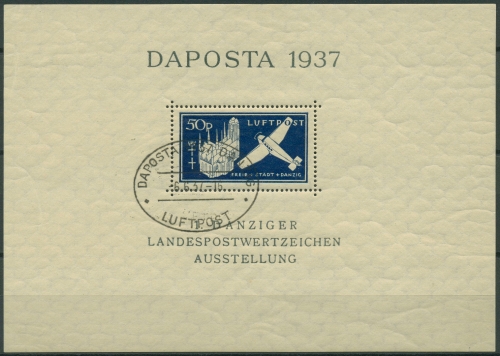 Danzig 1937 Landespostwertzeichen-Ausstellung DAPOSTA Block 2 b gestempelt
