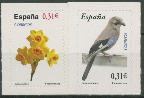 Spanien 2008 Tiere Pflanzen Eichelhäher Narzisse 4354/55 postfrisch