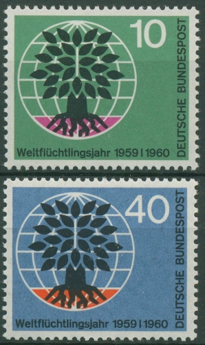 Bund 1960 Weltflüchtlingsjahr Baum in Weltkugel 326/27 postfrisch